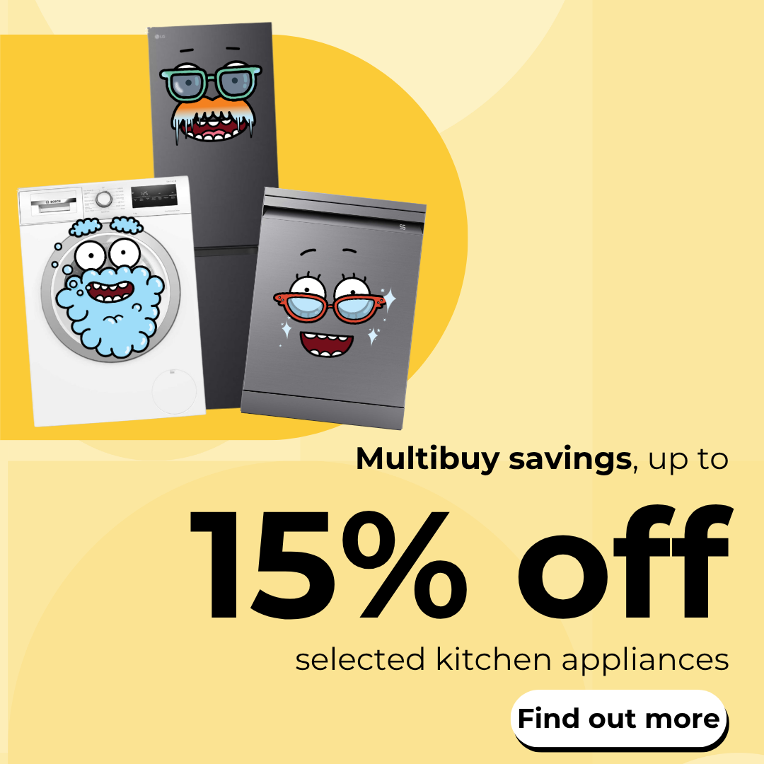 Multibuy savings, save up to 15% on selected kitchen appliances